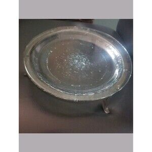 Candle holder display sculpture Green hued‎ glass metal wrought iron nice